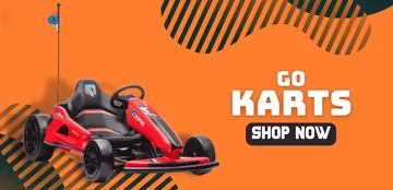 A sleek red and black go-kart racing on the track, built for speed and fun!